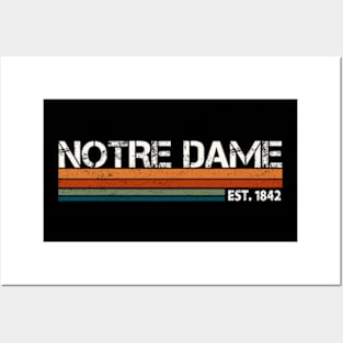 Notre Dame Retro EST. 1842 Posters and Art